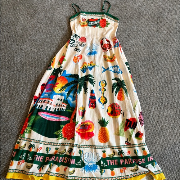 Commense Dresses & Skirts - Commense Paradise Print Maxi Sundress in Cream & Green